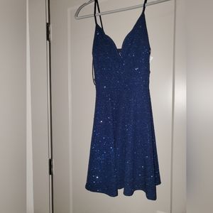 Windsor Midnight Blue party Dress Deep V neckline with straps
